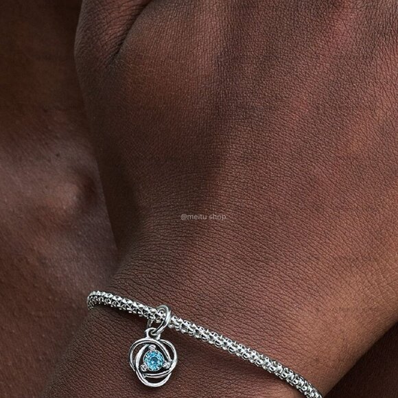 Pandora March Sea Aqua Blue Eternity Circle Dangle Charm - Picture 2 of 2